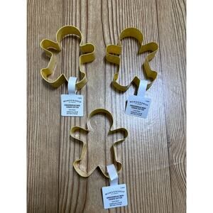 Target Wondershop Metal Cookie Cutters Yellow Gingerbread Man Shape Set of 3 NWT